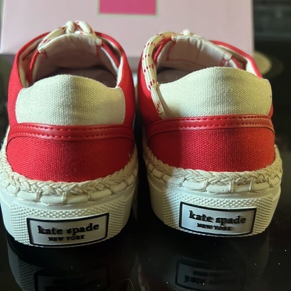 KATE SPADE espadrille lace sneakers coral rose 7.5 - Picture 8 of 13